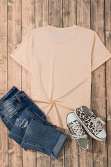 Khaki Sequin Horses Patched Casual Crewneck T Shirt Graphic Tees JT's Designer Fashion