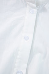 White Colorblock Rickrack Trim Short Sleeve Drawstring Waist Long Dress Maxi Dresses JT's Designer Fashion