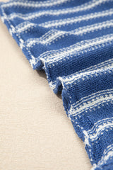 Sky Blue Stripe Drop Shoulder O Neck Plus Size Sweater Plus Size Sweaters & Cardigans JT's Designer Fashion