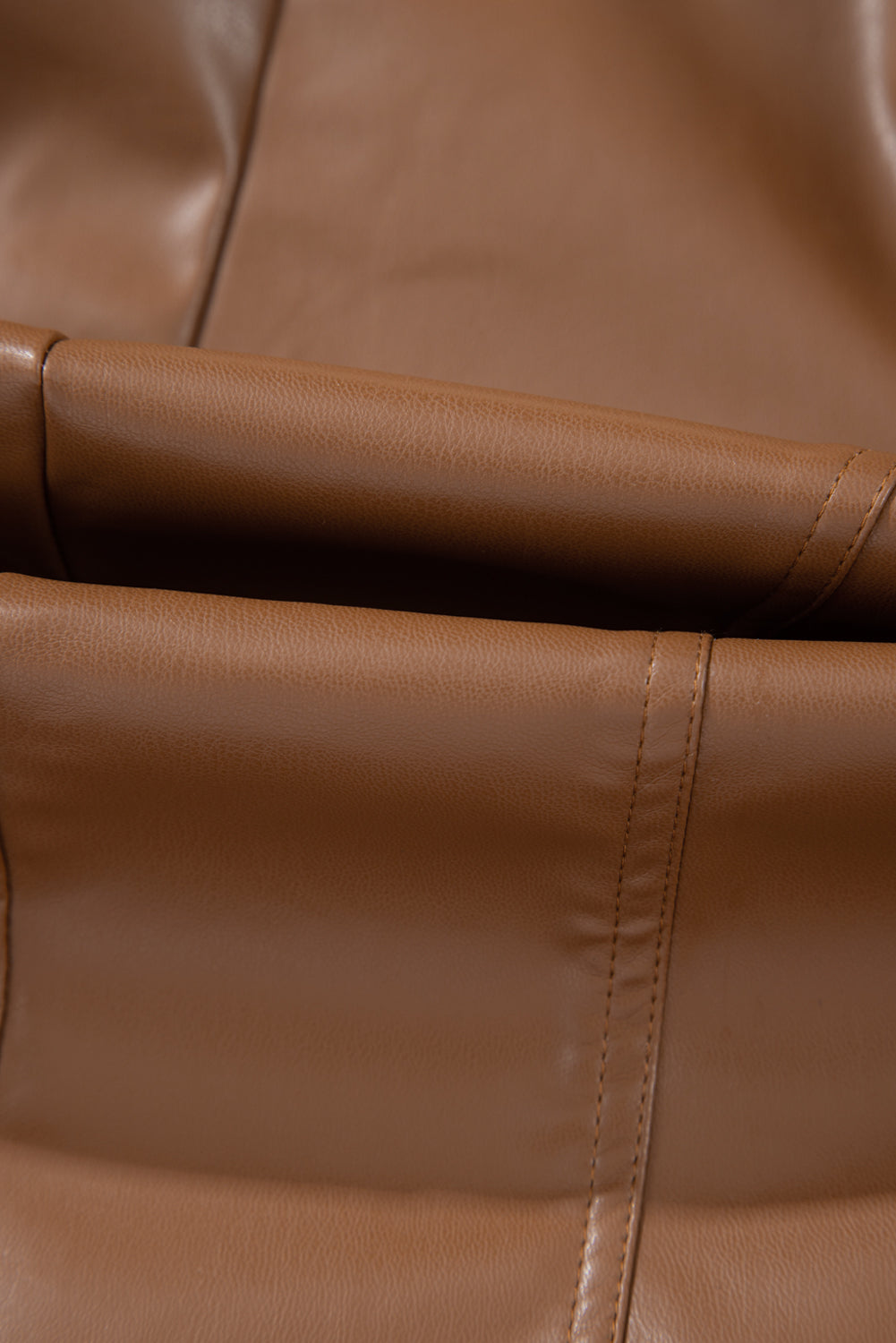 Chestnut Solid Faux Leather Zipper Slim Fit Bomber Jacket Jackets JT's Designer Fashion