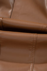 Chestnut Solid Faux Leather Zipper Slim Fit Bomber Jacket Jackets JT's Designer Fashion