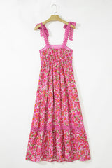 Rose Floral Lace Tied Strap Empire Waist Maxi Dress Floral Dresses JT's Designer Fashion