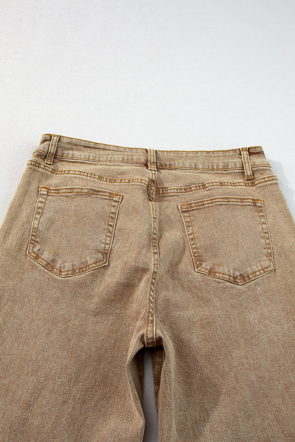 Light French Beige Acid Washed High Rise Cropped Wide Leg Jeans Jeans JT's Designer Fashion