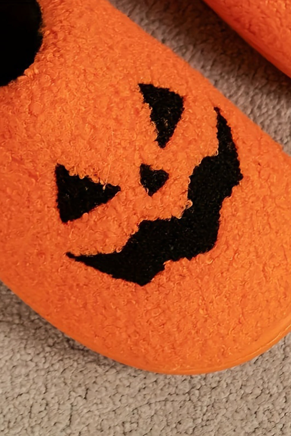 Orange Halloween Pumpkin Face Graphic Plush Slippers Slippers JT's Designer Fashion