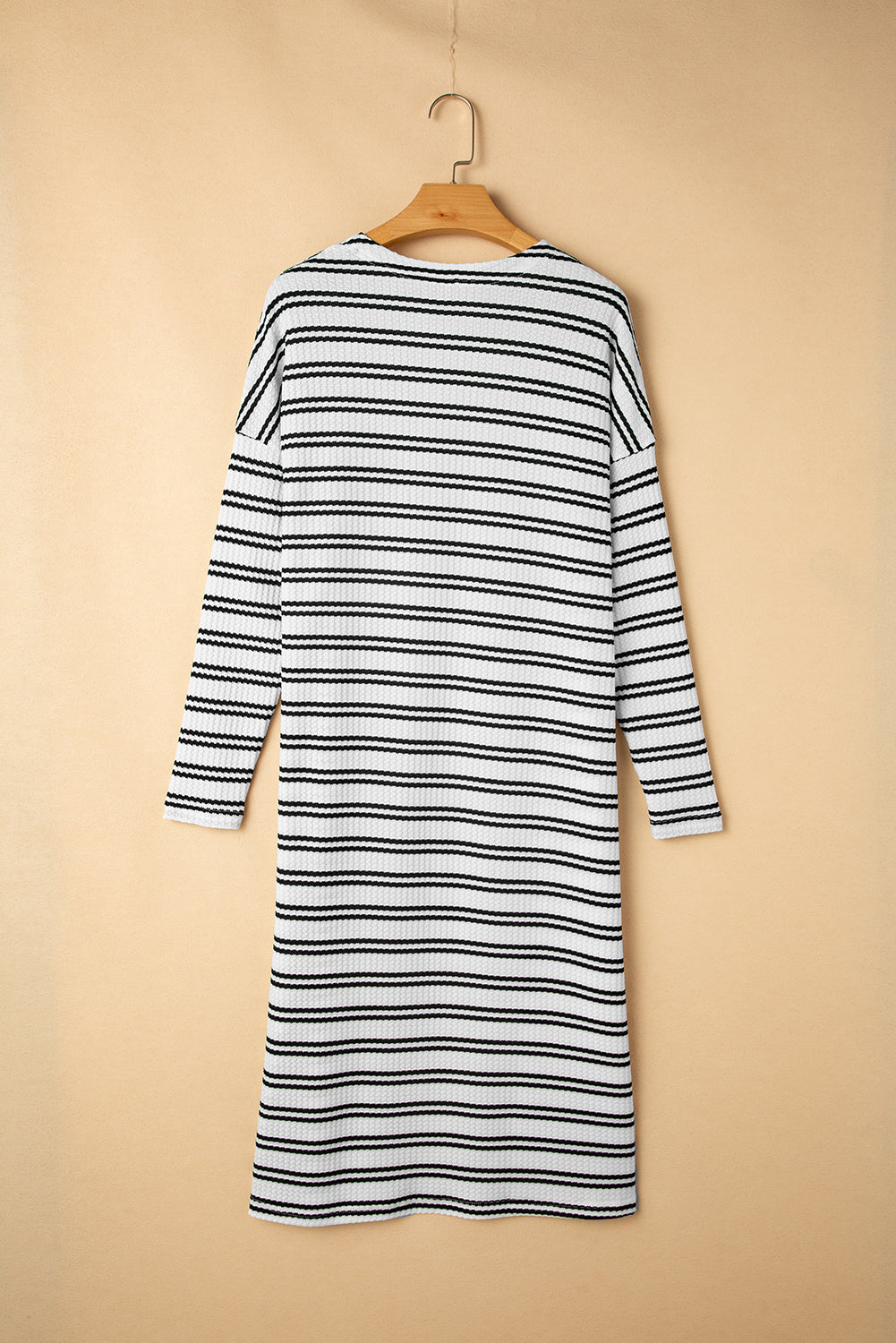 Black Stripe Print Open Front Duster Cardigan Cardigans JT's Designer Fashion