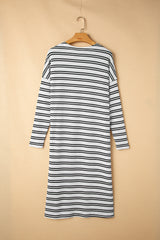 Black Stripe Print Open Front Duster Cardigan Cardigans JT's Designer Fashion