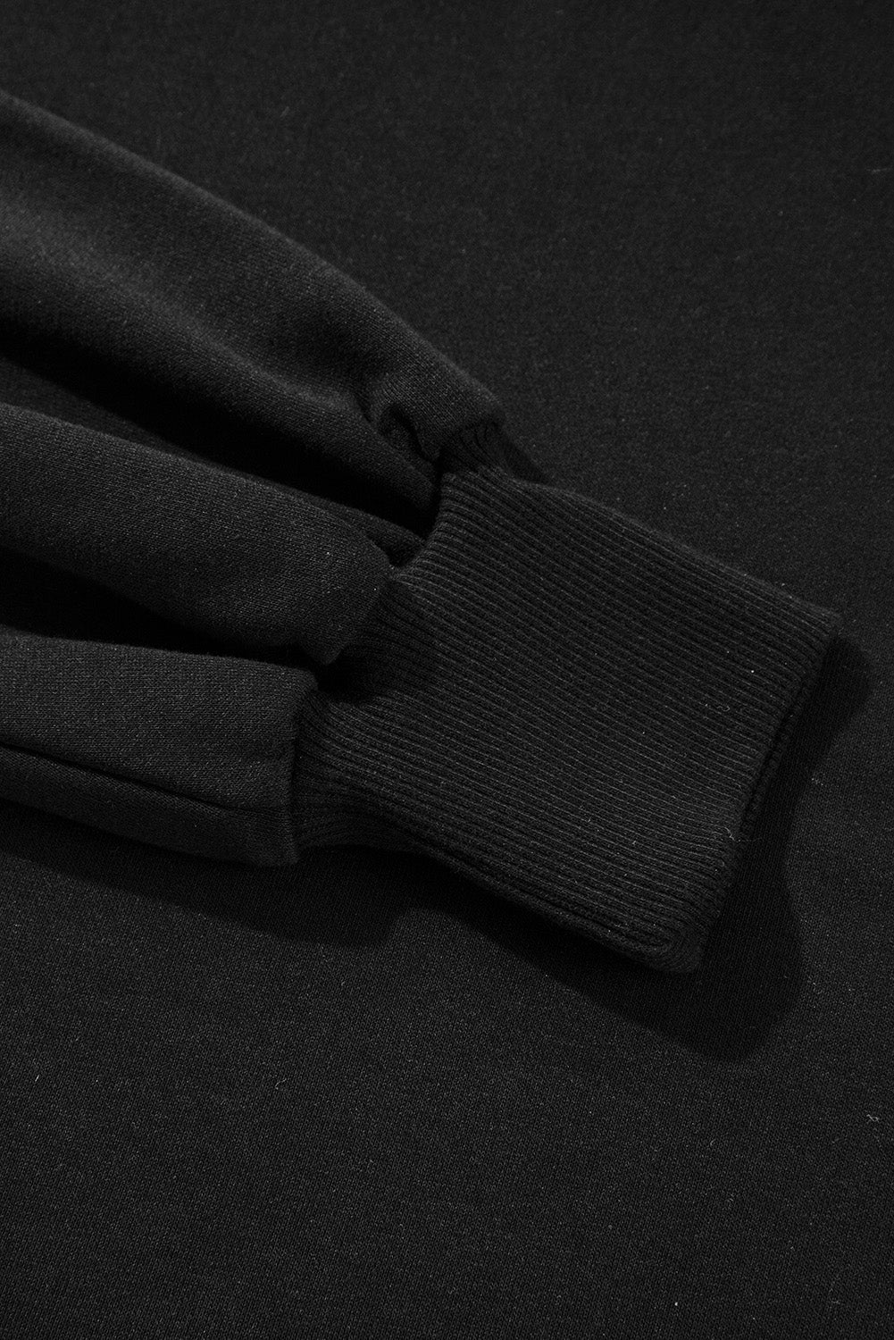 Black Exposed Seam Drop Shoulder Round Neck Sweatshirt with Slits Sweatshirts & Hoodies JT's Designer Fashion