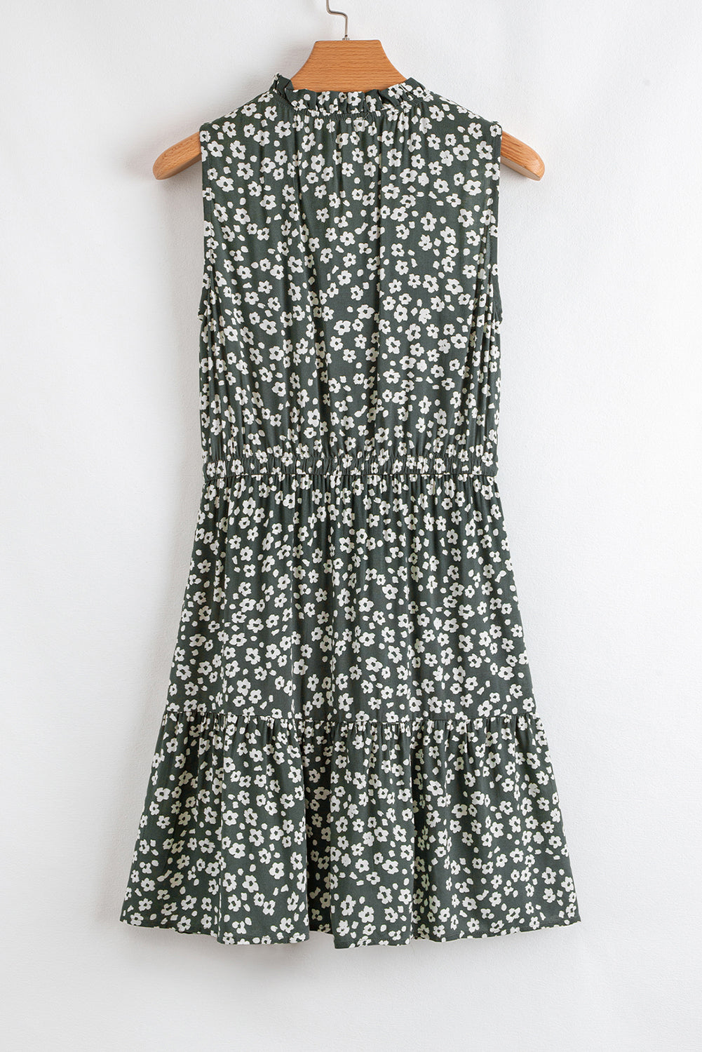 Green Boho Floral Print V Neck Tunic Sleeveless Dress Floral Dresses JT's Designer Fashion