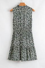 Green Boho Floral Print V Neck Tunic Sleeveless Dress Floral Dresses JT's Designer Fashion