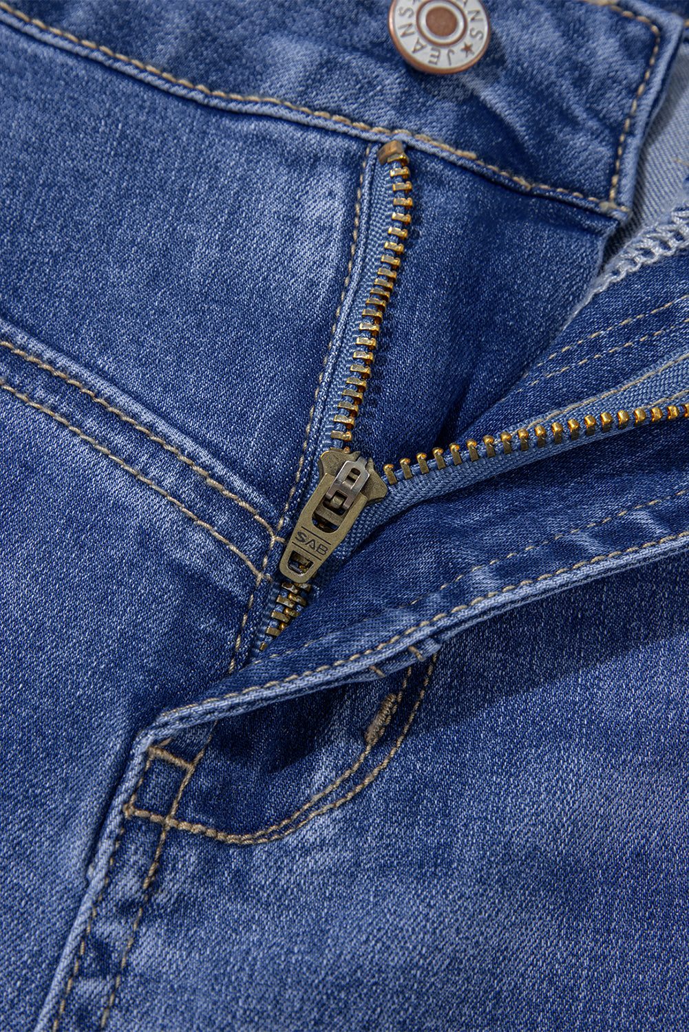 Beau Blue Tailored Center Seam Detail Straight Loose High Rise Jeans Jeans JT's Designer Fashion