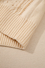 Beige Open Knit Drop Shoulder Sweater Cardigan Cardigans JT's Designer Fashion