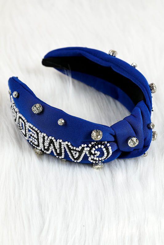 Dark Blue GAME DAY Rugby Football Season Diamond Knotted Headband Headwear JT's Designer Fashion