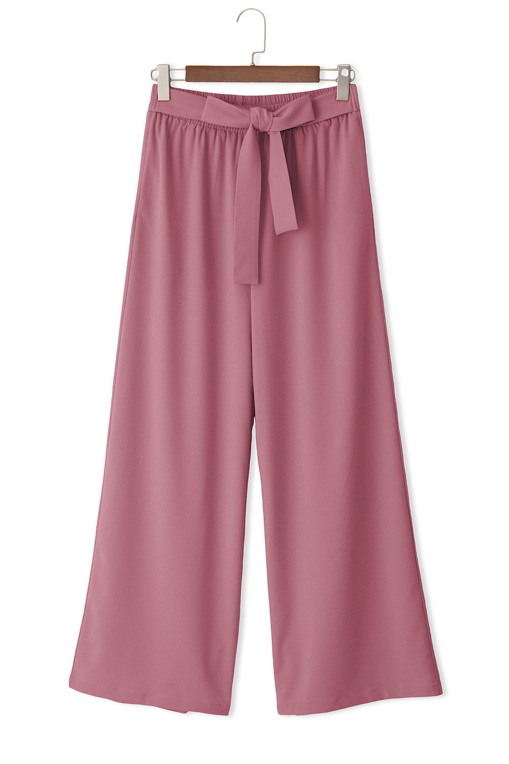 Rose Tan High Waisted Tie Front Side Pocket Wide Leg Flowy Casual Pants Pants & Culotte JT's Designer Fashion