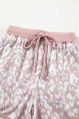 Khaki Classic Leopard Arched Hem Elastic Waist Casual Shorts Casual Shorts JT's Designer Fashion