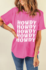 Sachet Pink HOWDY Graphic Western Crew Neck Tee Graphic Tees JT's Designer Fashion