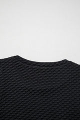 Black Textured Cap Sleeve T-shirt Shift Mini Dress Mini Dresses JT's Designer Fashion