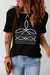 Black Western Pattern Print Slim Fit Crew Neck T Shirt Graphic Tees JT's Designer Fashion