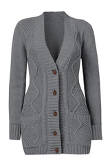 Dark Gray Front Pocket and Buttons Closure Cardigan Sweaters & Cardigans JT's Designer Fashion