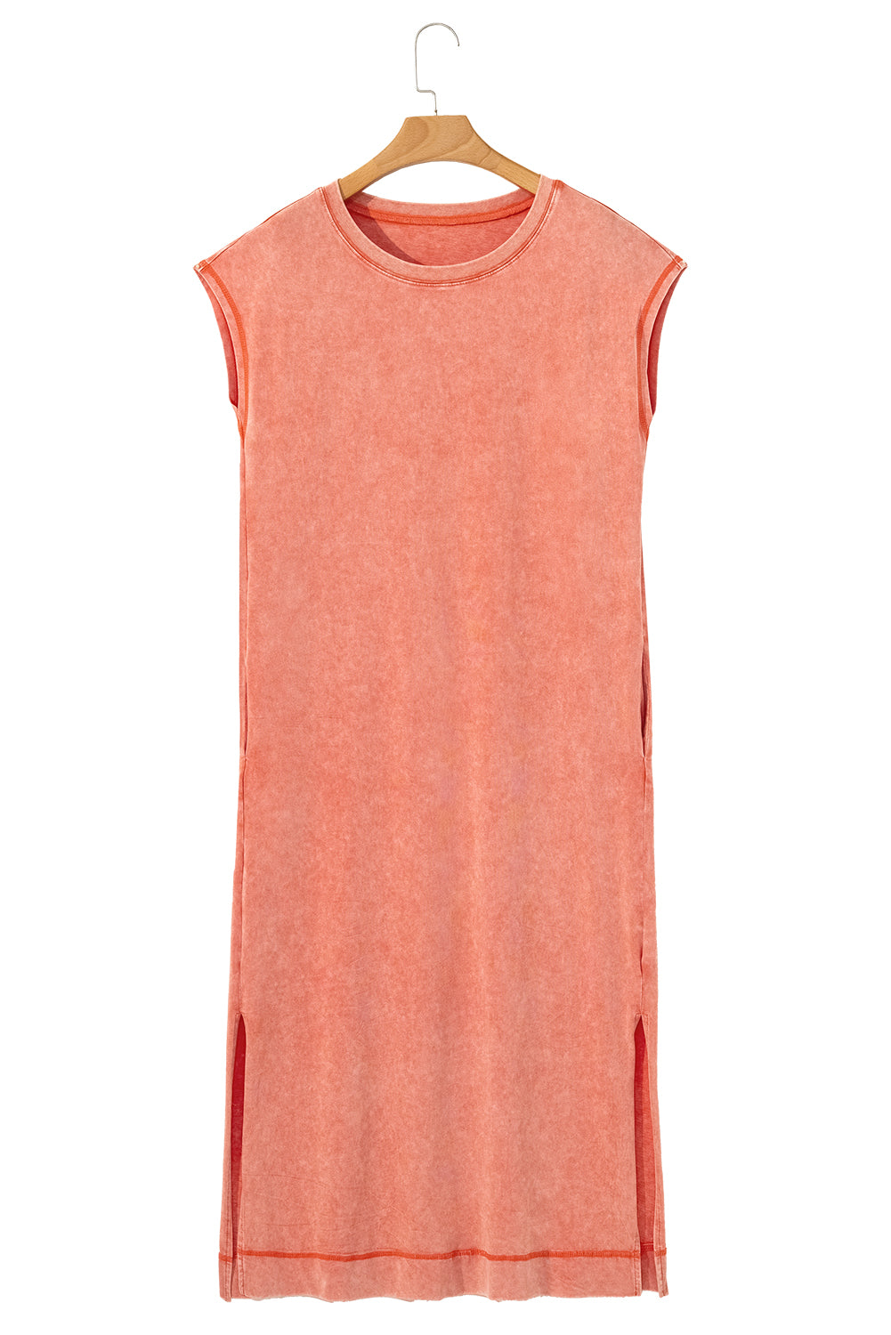 Carrot Mineral Wash Pocketed T-shirt Long Dress T Shirt Dresses JT's Designer Fashion