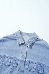 Khaki Plaid Patchwork Buttoned Oversized Denim Jacket Denim Jackets JT's Designer Fashion