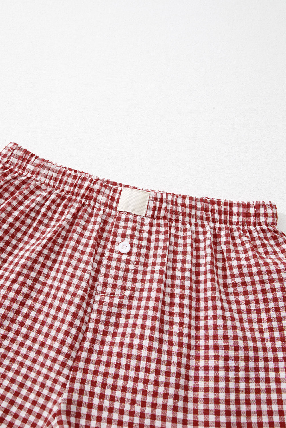 Red Gingham Printed High Waist Shorts Casual Shorts JT's Designer Fashion