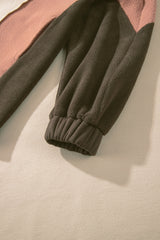 Beige Oversized Color Block Patchwork High Low Hoodie Sweatshirts & Hoodies JT's Designer Fashion