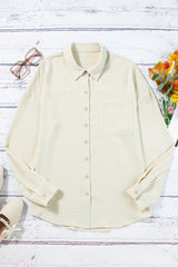 Beige Pure Color Patch Pocket Shirt Blouses & Shirts JT's Designer Fashion