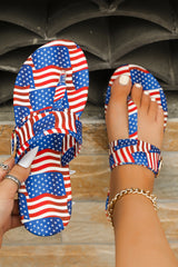 Blue Stars and Stripes Print T-Strap Slippers Slippers JT's Designer Fashion