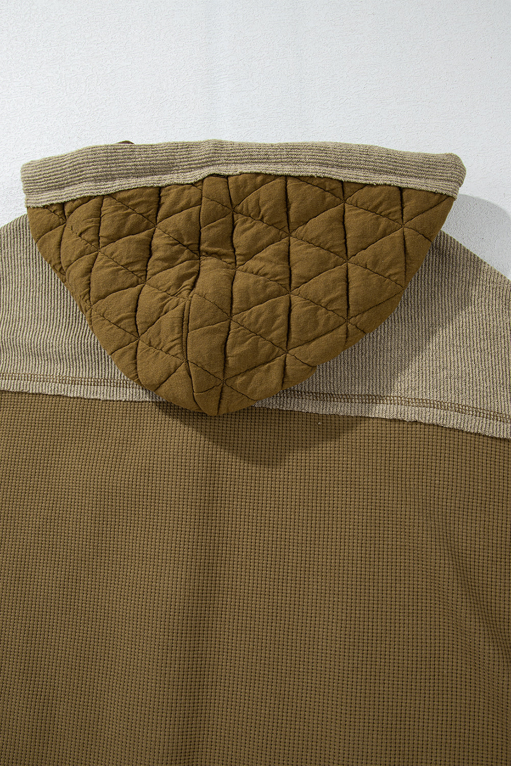 Jungle Green Quilted Textured Patchwork Loose Fit Hooded Jacket Jackets JT's Designer Fashion