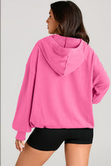 Bonbon Solid Kangaroo Pocket Half Zipper Oversized Hoodie Sweatshirts & Hoodies JT's Designer Fashion