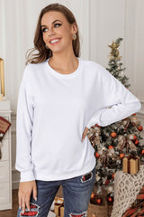 White Plain Crew Neck Pullover Sweatshirt Sweatshirts & Hoodies JT's Designer Fashion