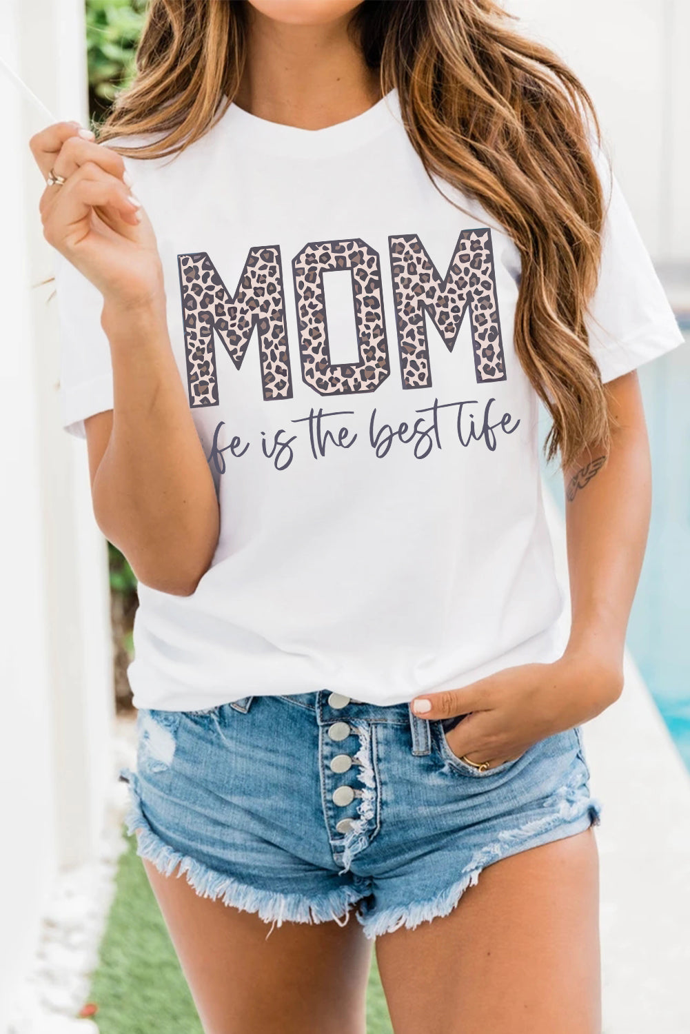 White MOM life is the best life Graphic T Shirt Graphic Tees JT's Designer Fashion