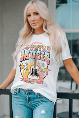 White COUNTRY MUSIC NASHVILLE Graphic Tee Graphic Tees JT's Designer Fashion