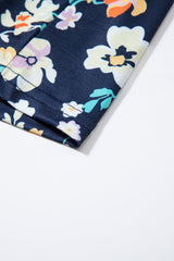 Blue Short Sleeve A-line Floral Dress Floral Dresses JT's Designer Fashion