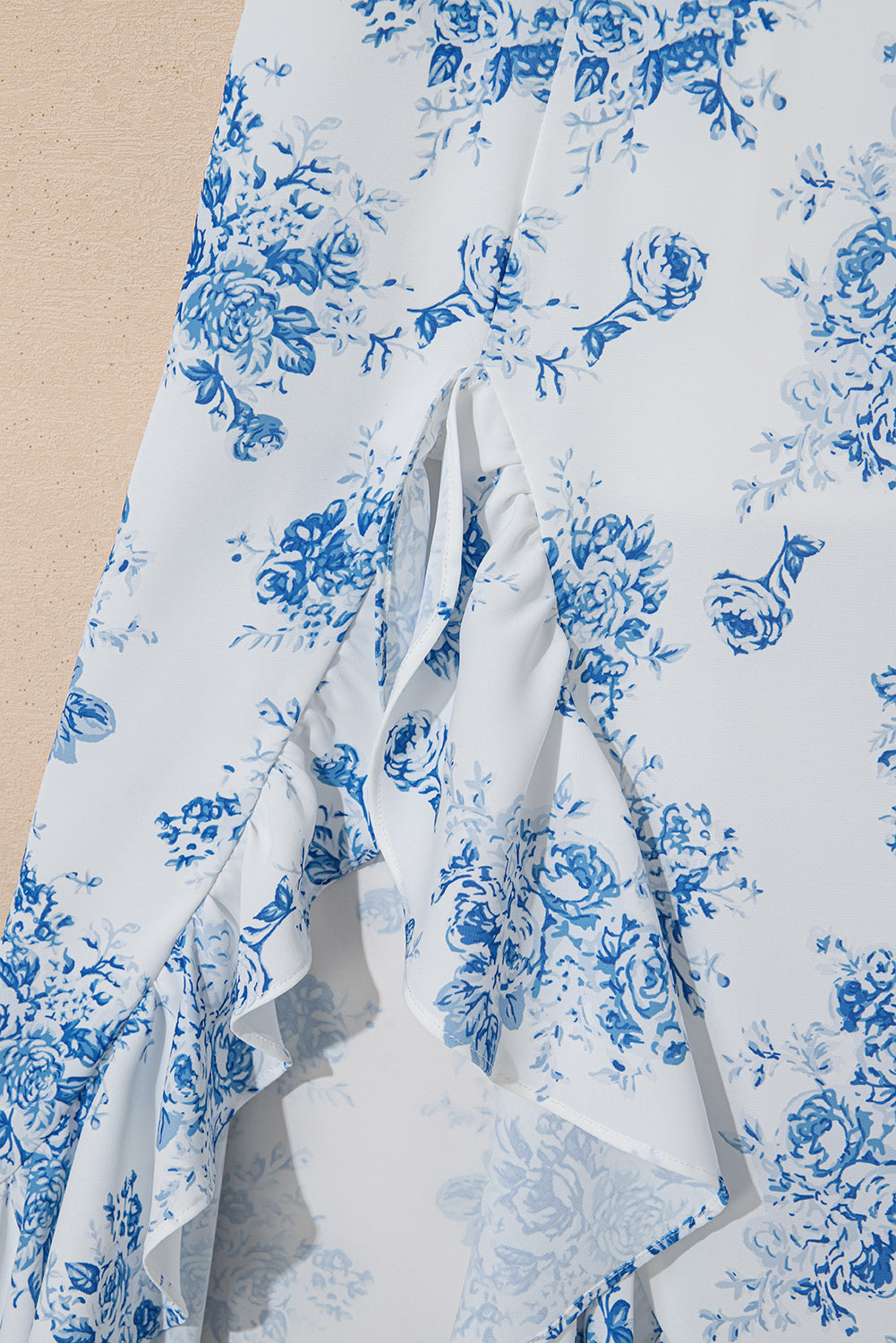 Sky Blue Boho Floral High Waist Ruffle Split Maxi Skirt Skirts & Petticoat JT's Designer Fashion
