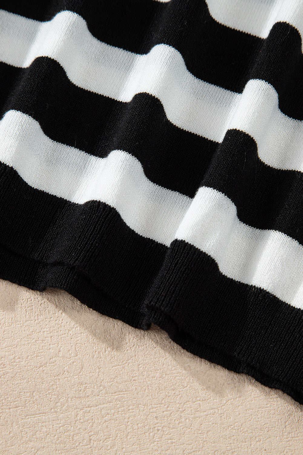 Black Stripe Slim Fit High Neck Knit Sweater Sweaters JT's Designer Fashion
