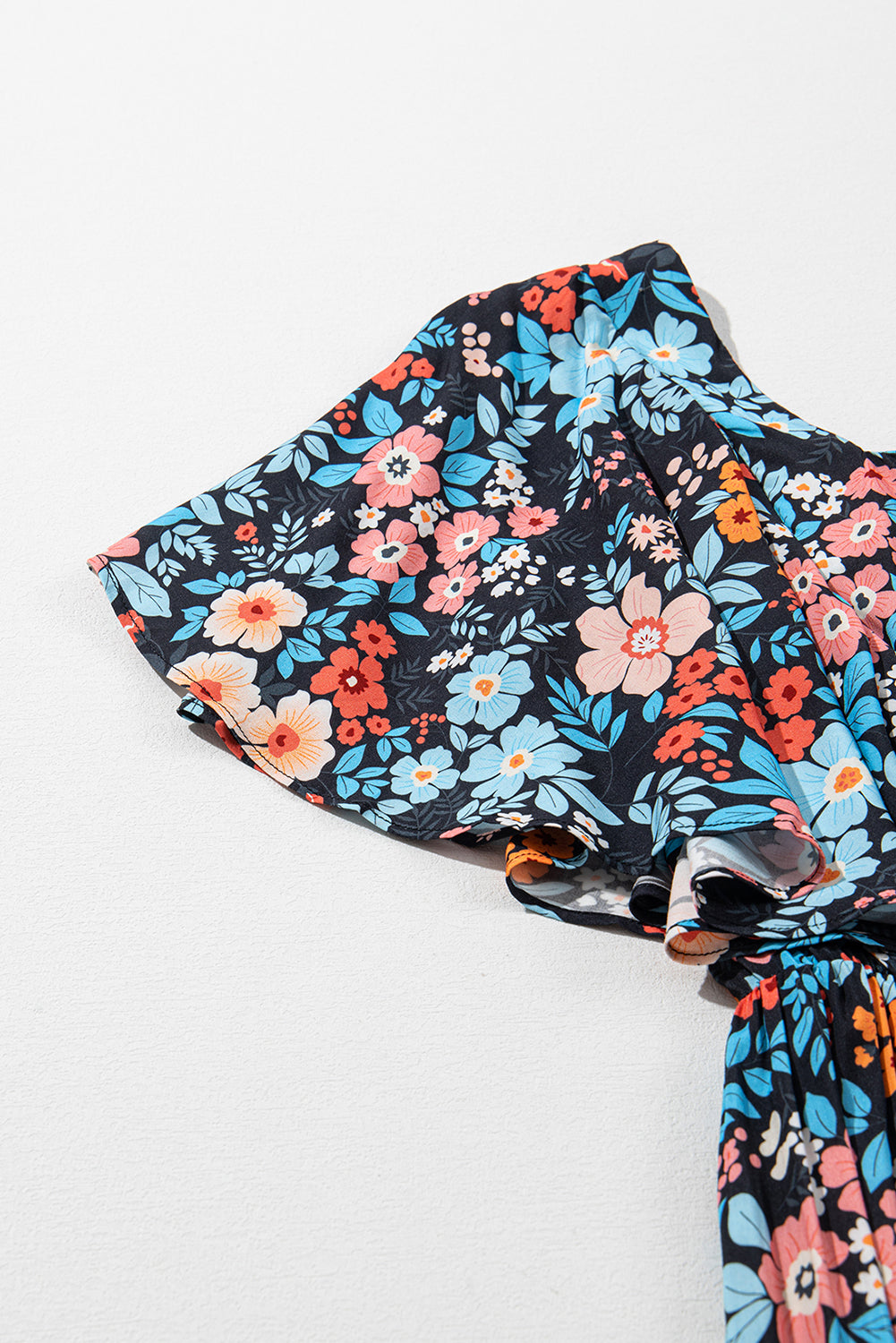 Sky Blue Floral Knotted Back Square Neck Maxi Dress Floral Dresses JT's Designer Fashion
