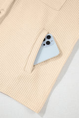 Apricot Solid Color Corduroy Buttoned Long Sleeve Shacket Jackets JT's Designer Fashion