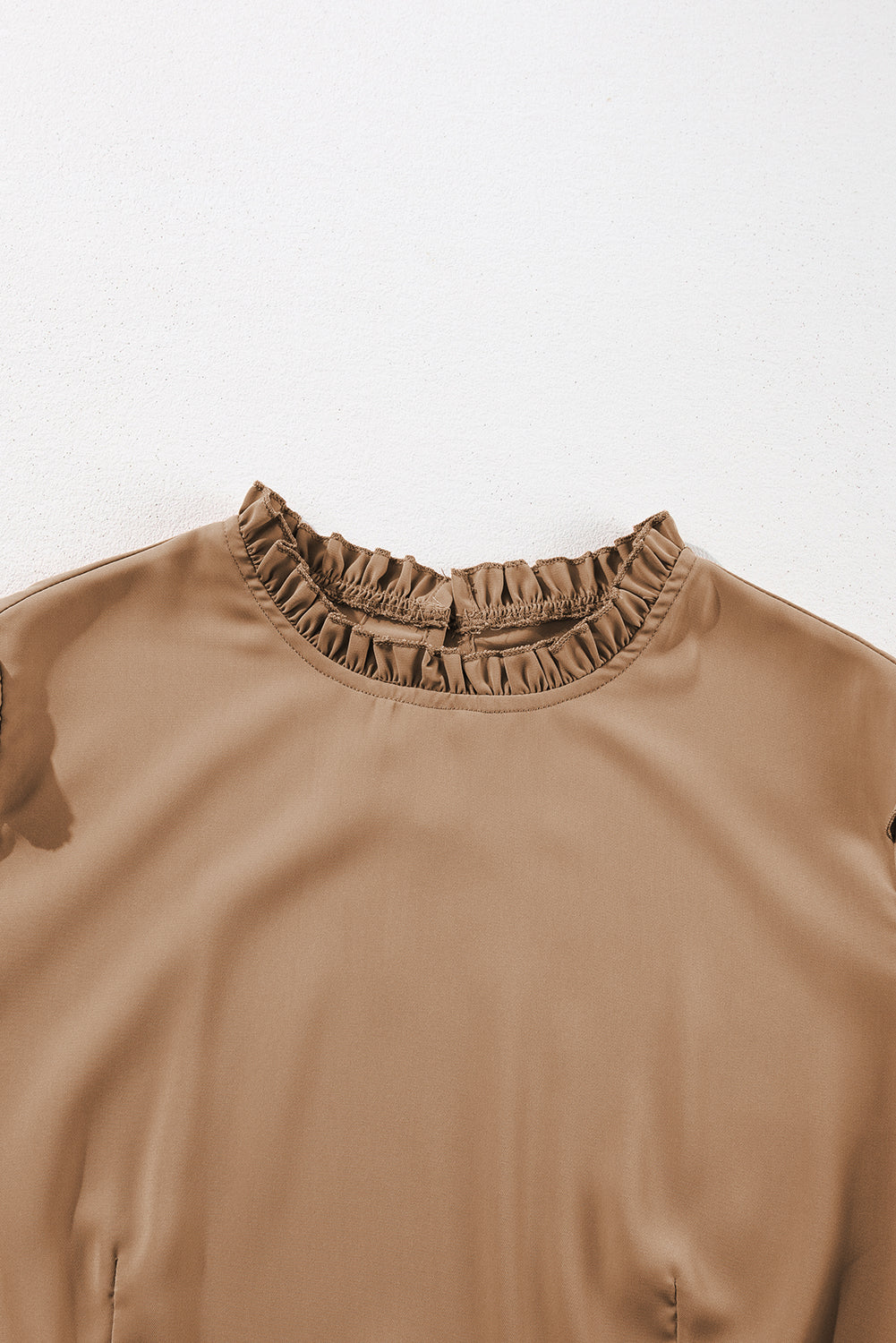 Light French Beige Frilled Collar Ruffled Shoulder Tiered Dress Mini Dresses JT's Designer Fashion