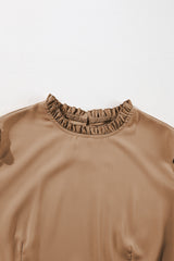 Light French Beige Frilled Collar Ruffled Shoulder Tiered Dress Mini Dresses JT's Designer Fashion