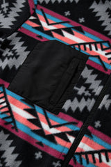 Black Aztec Printed Zip Up Collar Jacket Jackets JT's Designer Fashion