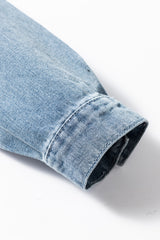 Dusk Blue Slit Buttons Pocketed Denim Jacket Denim Jackets JT's Designer Fashion