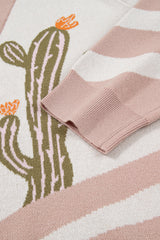 Apricot Western Desert Cactus Print Plus Size Button Cardigan Sweater Plus Size Sweaters & Cardigans JT's Designer Fashion