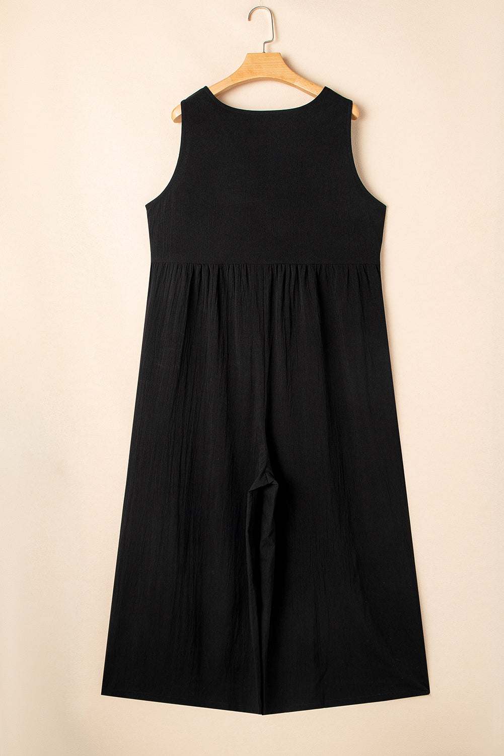 Black Plus Size Sleeveless Button Front Loose Jumpsuit Plus Size Bottoms JT's Designer Fashion