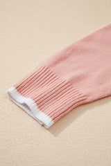 Light Pink Ruffled Bowknot Ribbed Trim Long Sleeve Sweater Sweaters JT's Designer Fashion