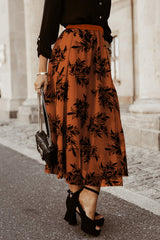 Gold Flame Floral Leaves Embroidered High Waist Maxi Skirt Skirts & Petticoat JT's Designer Fashion