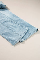 Dusk Blue Acid Wash Extra Wide Leg High Waist Long Jeans Jeans JT's Designer Fashion