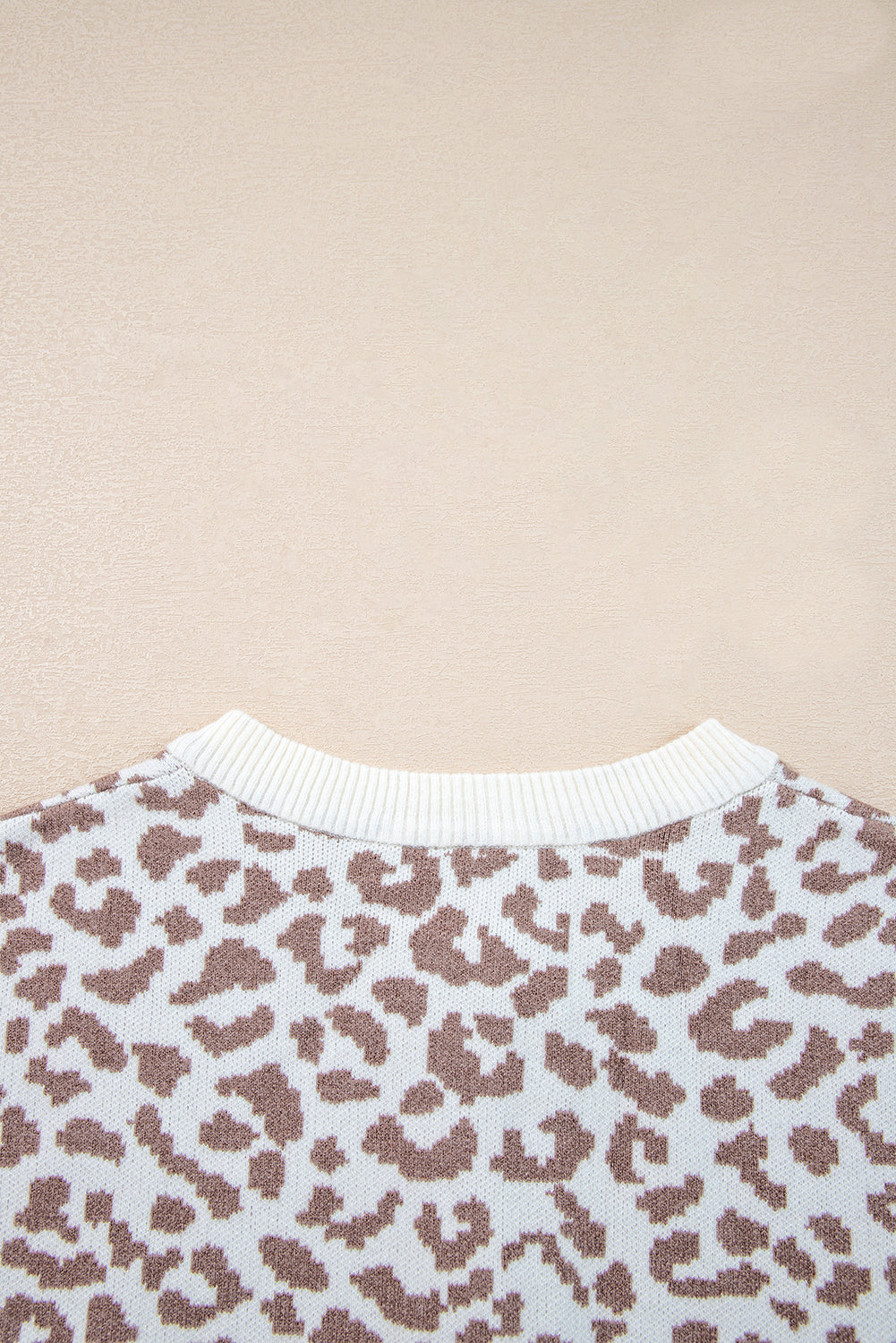 Khaki Leopard Drop Shoulder Chunky Knitted Cardigan Sweater Cardigans JT's Designer Fashion