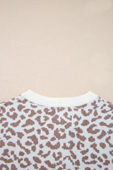 Khaki Leopard Drop Shoulder Chunky Knitted Cardigan Sweater Cardigans JT's Designer Fashion