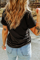 Black Colorful Flower Graphic Crewneck Summer Tee Graphic Tees JT's Designer Fashion